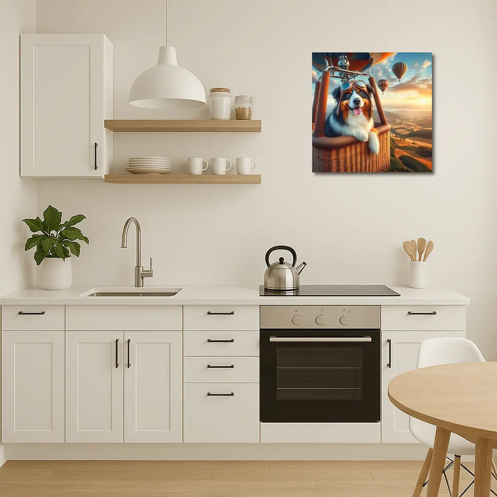 Australian Shepherd Pilot Hot Air Balloon Sky – Wall Art
