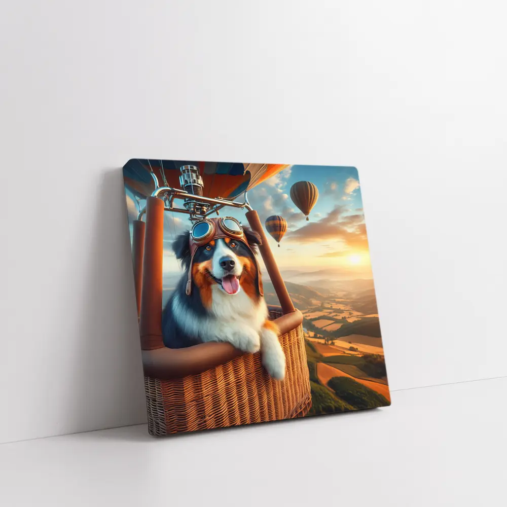 Australian Shepherd Pilot Hot Air Balloon Sky – Wall Art
