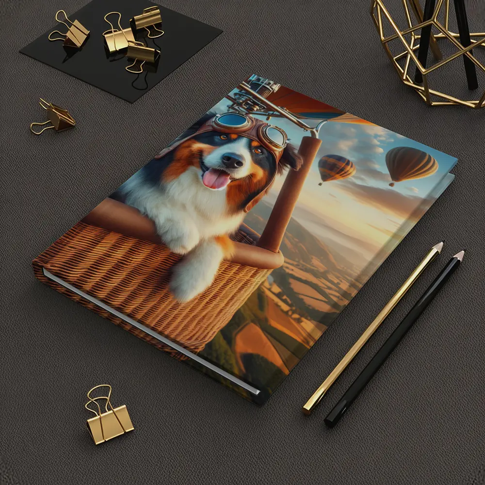 Australian Shepherd Pilot Hot Air Balloon Sky – Notebooks