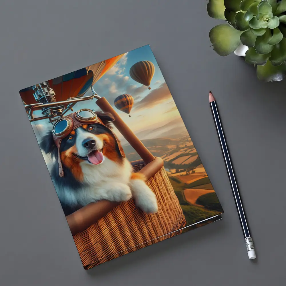 Australian Shepherd Pilot Hot Air Balloon Sky – Notebooks