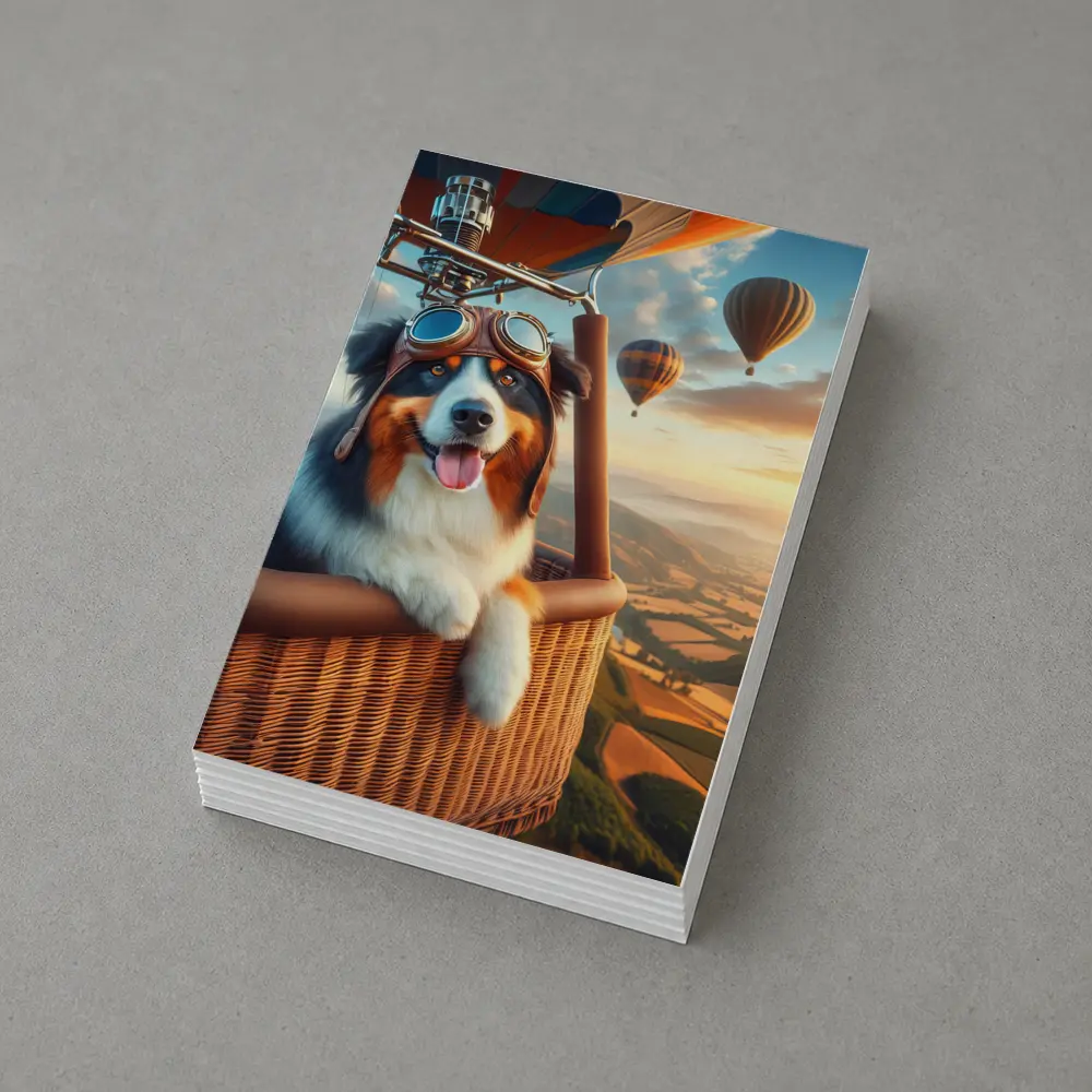 Australian Shepherd Pilot Hot Air Balloon Sky – Postcards