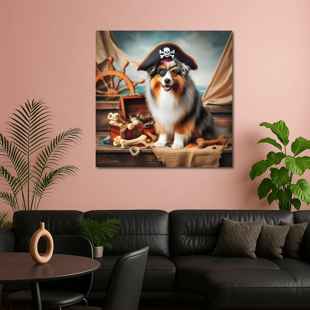 Australian Shepherd Pirate Dog Ship Deck – Wall Art
