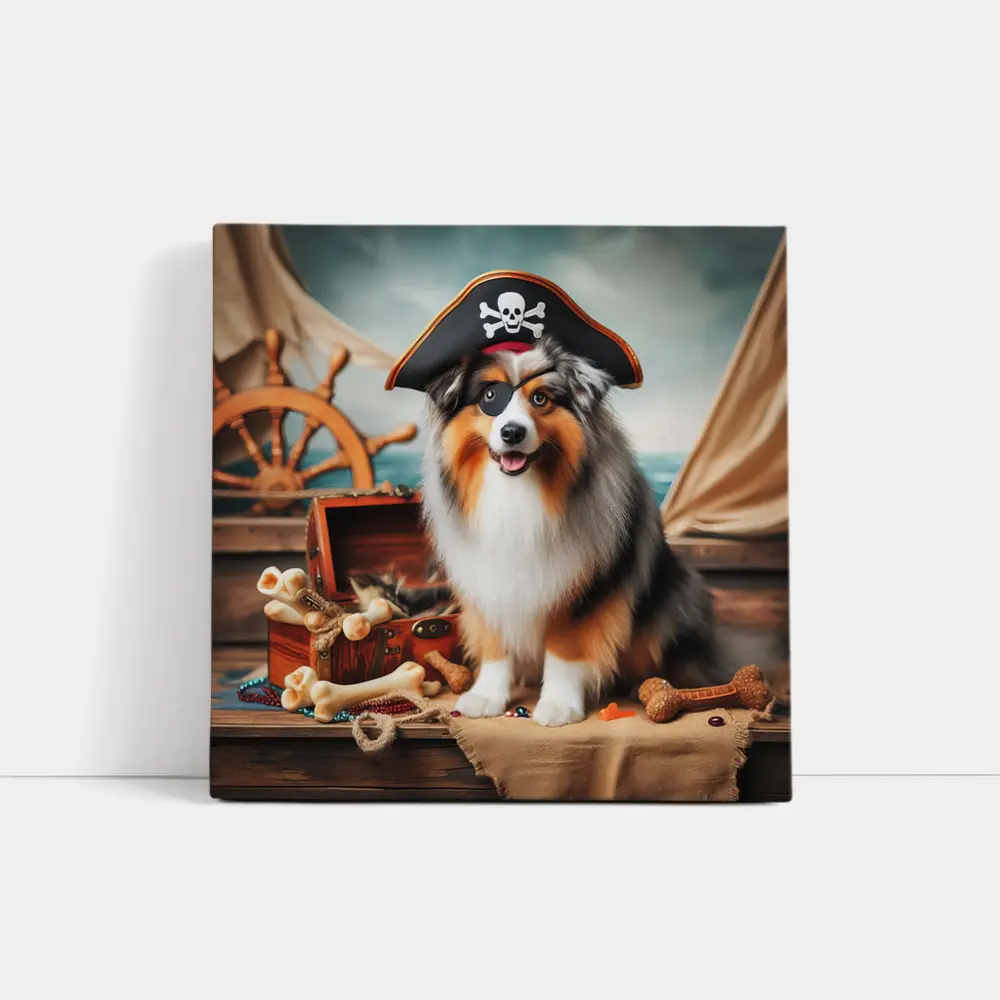Australian Shepherd Pirate Dog Ship Deck – Wall Art