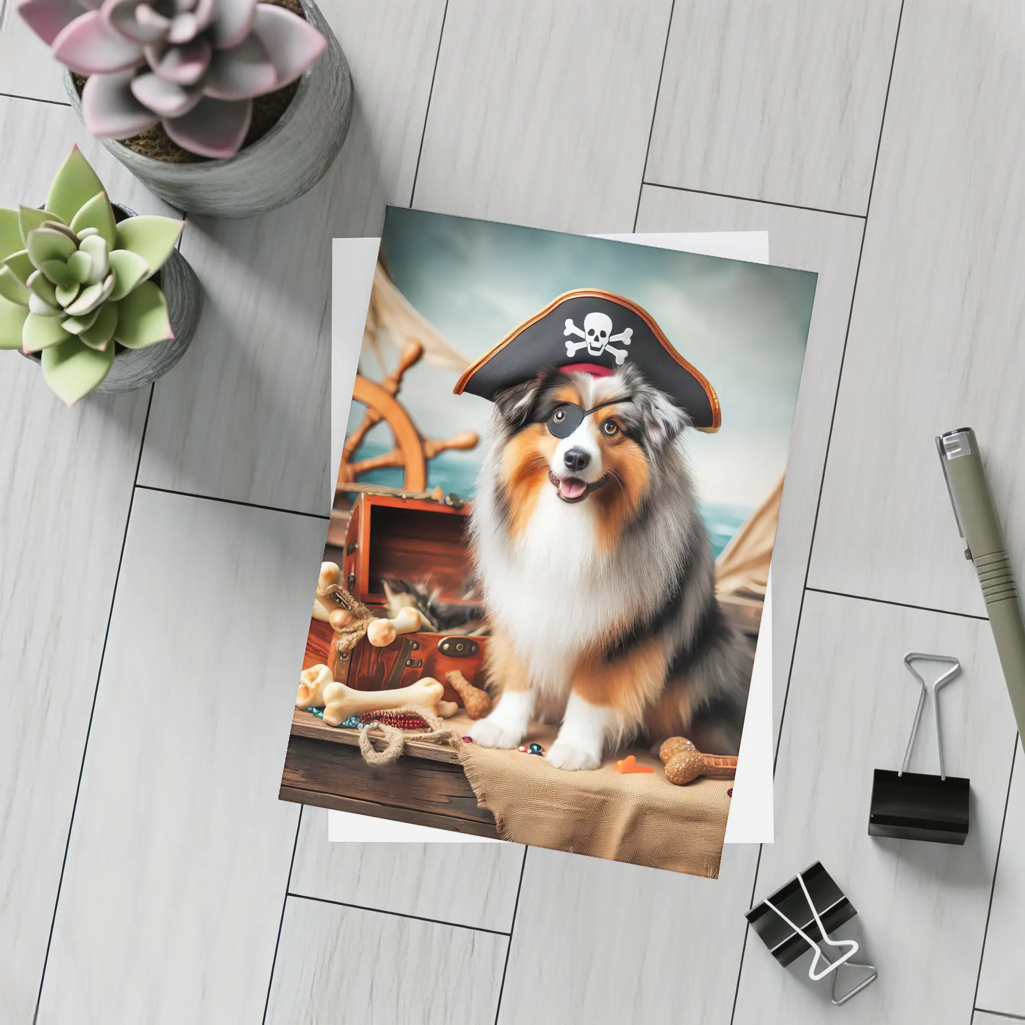 Australian Shepherd Pirate Dog Ship Deck – Postcards