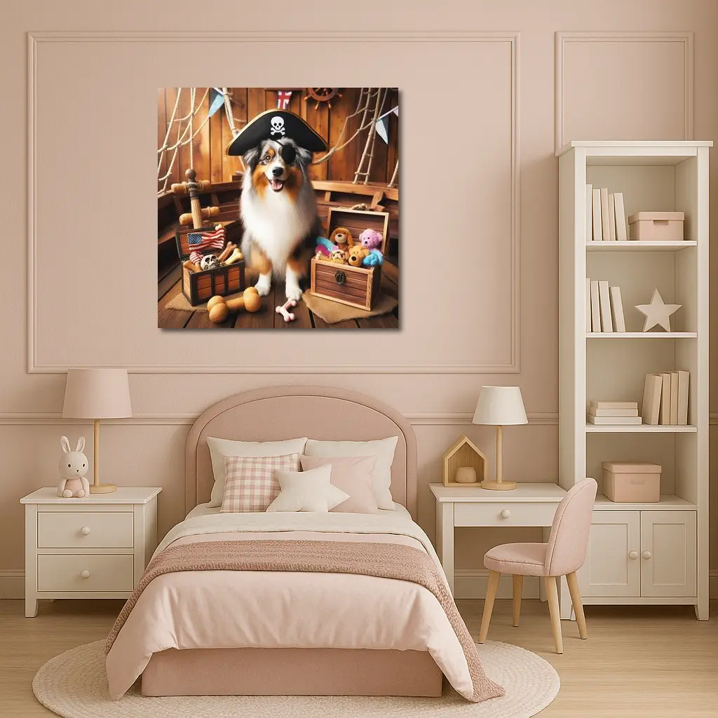 Australian Shepherd Pirate Dog Treasure Chest – Wall Art