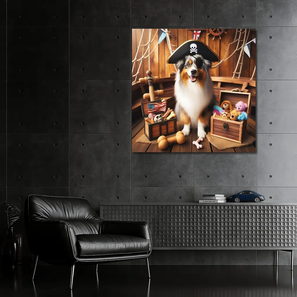 Australian Shepherd Pirate Dog Treasure Chest – Wall Art
