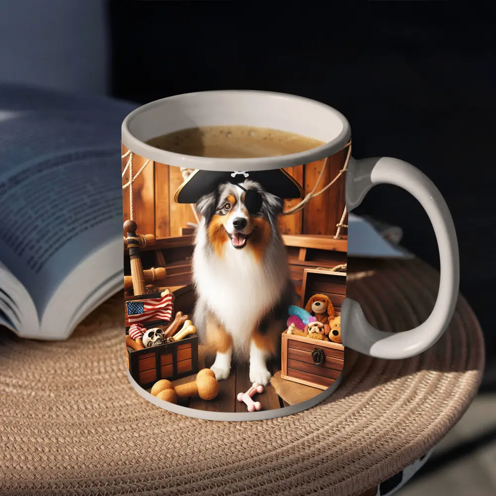 Australian Shepherd Pirate Dog Treasure Chest – Mugs