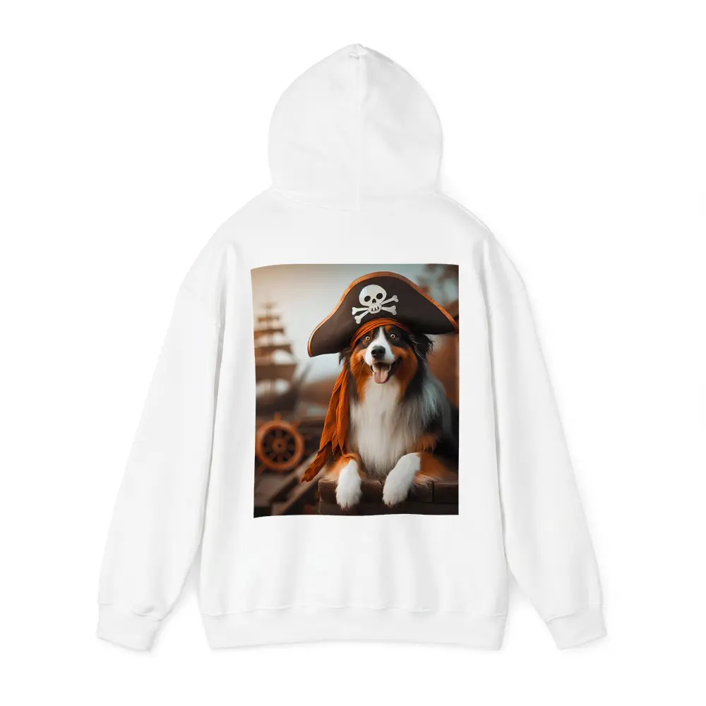 Australian Shepherd Pirate Hat Ship Background – Hoodies