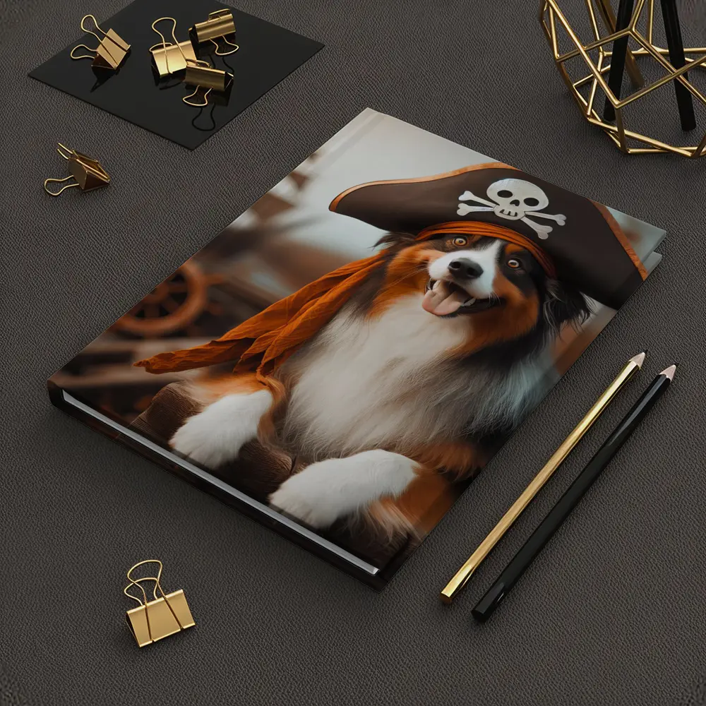 Australian Shepherd Pirate Hat Ship Background – Notebooks