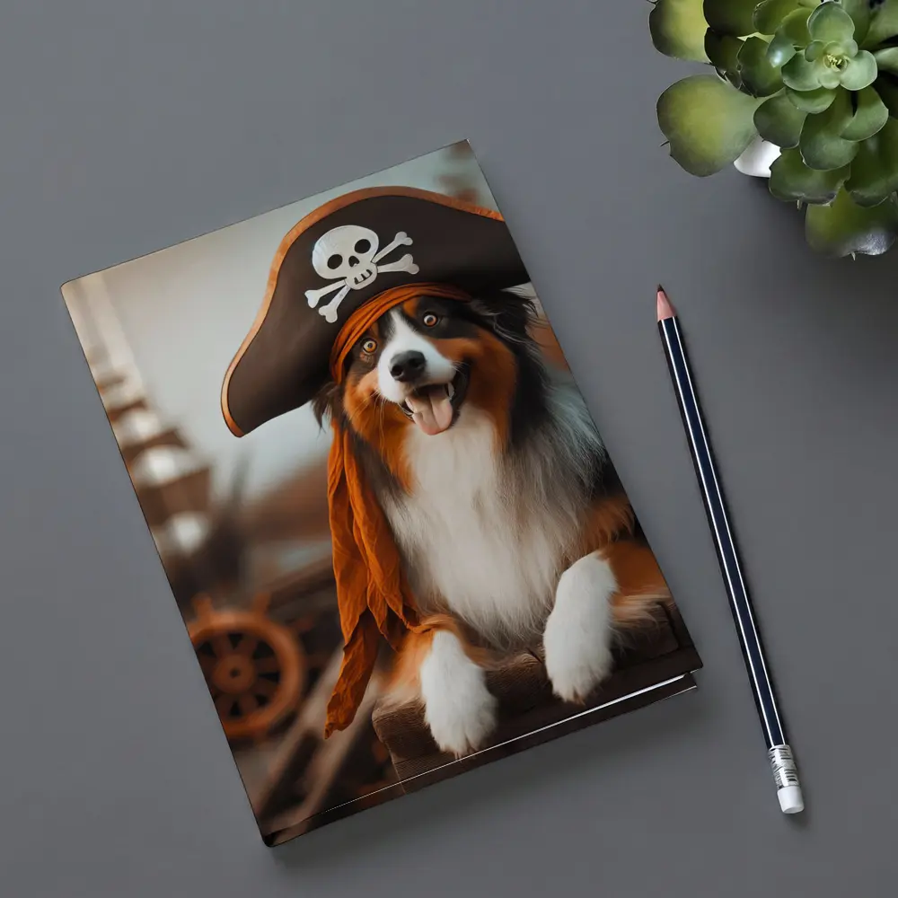 Australian Shepherd Pirate Hat Ship Background – Notebooks