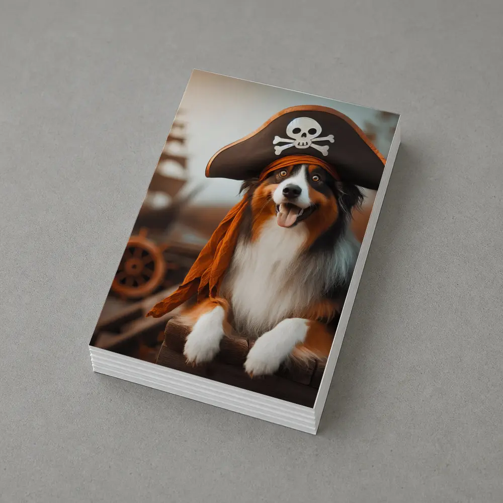 Australian Shepherd Pirate Hat Ship Background – Postcards