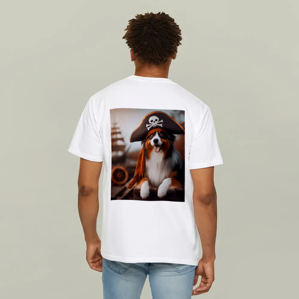 Australian Shepherd Pirate Hat Ship Background – T-Shirts