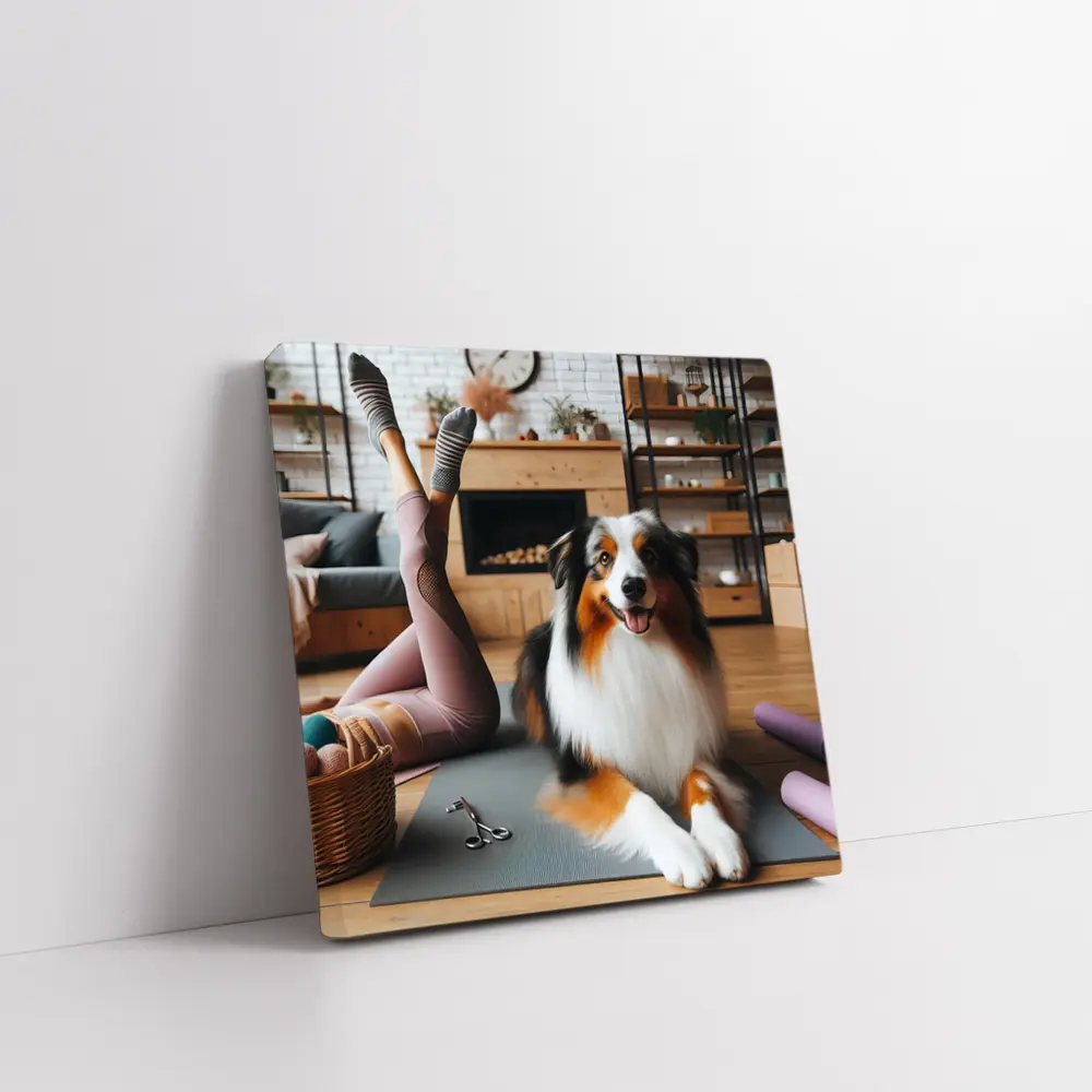 Australian Shepherd Dog Yoga Home Interior – Wall Art
