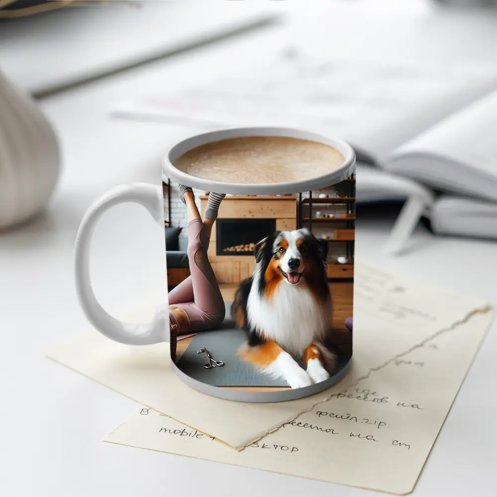 Australian Shepherd Dog Yoga Home Interior – Mugs