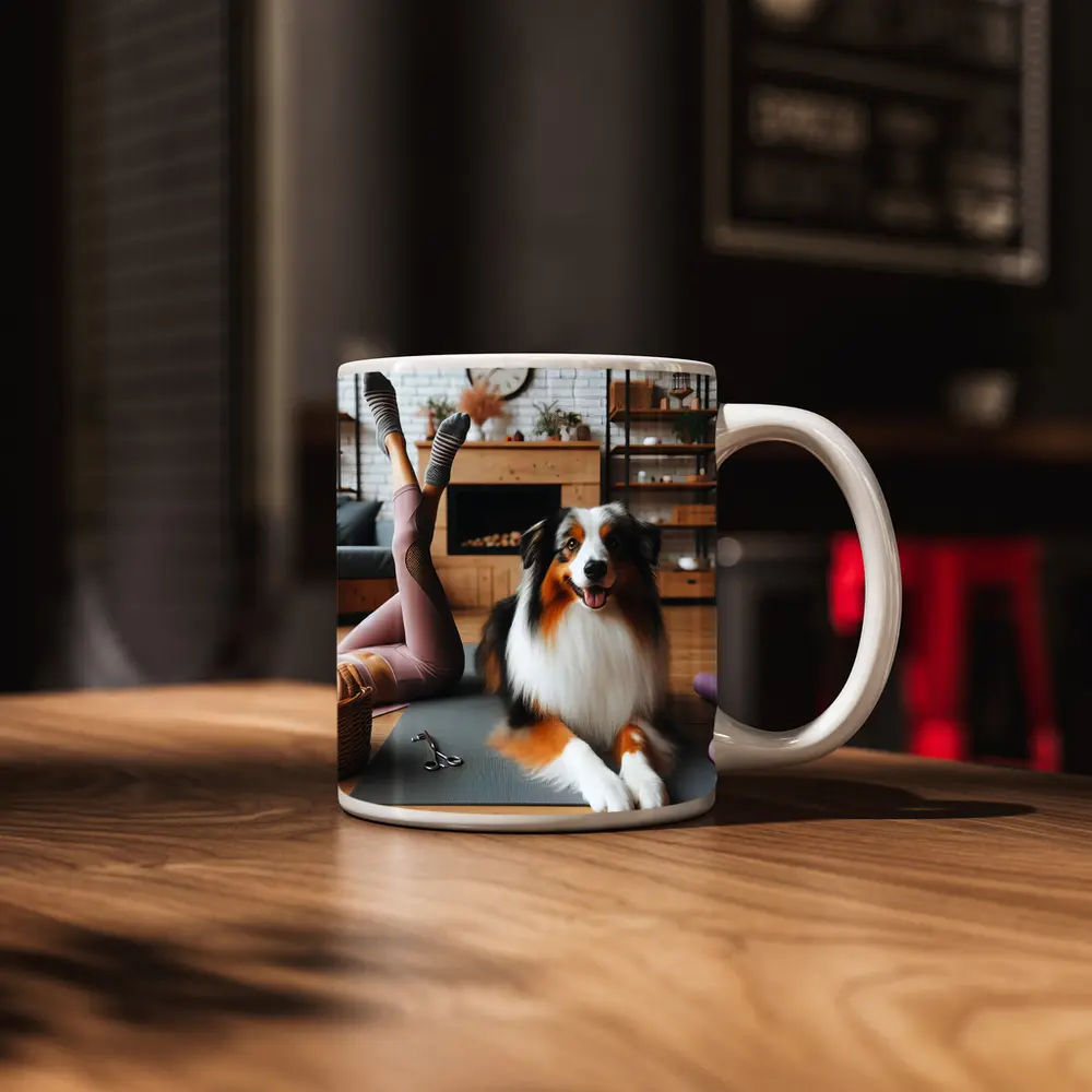 Australian Shepherd Dog Yoga Home Interior – Mugs
