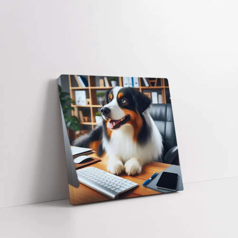 Australian Shepherd Dog Sitting Office Desk – Wall Art