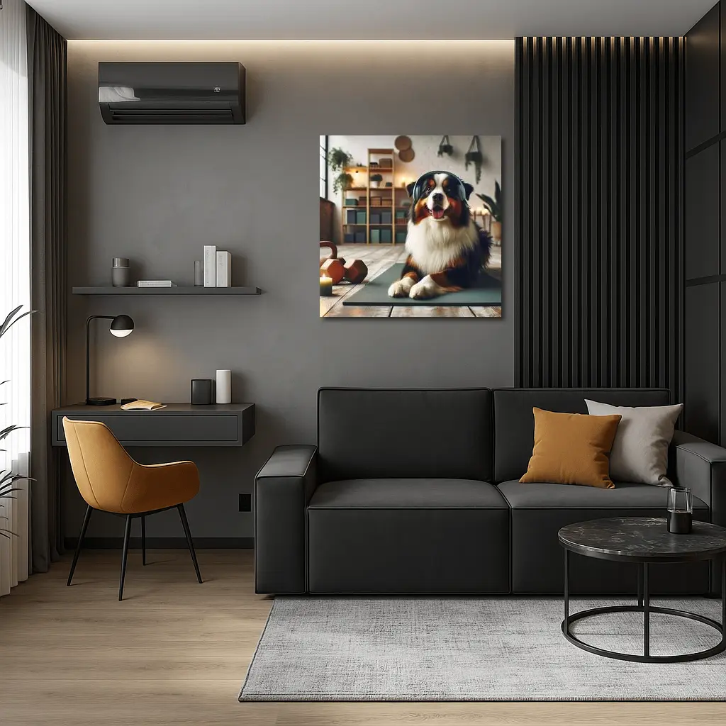 Bernese Mountain Dog Headphones Home Gym – Wall Art