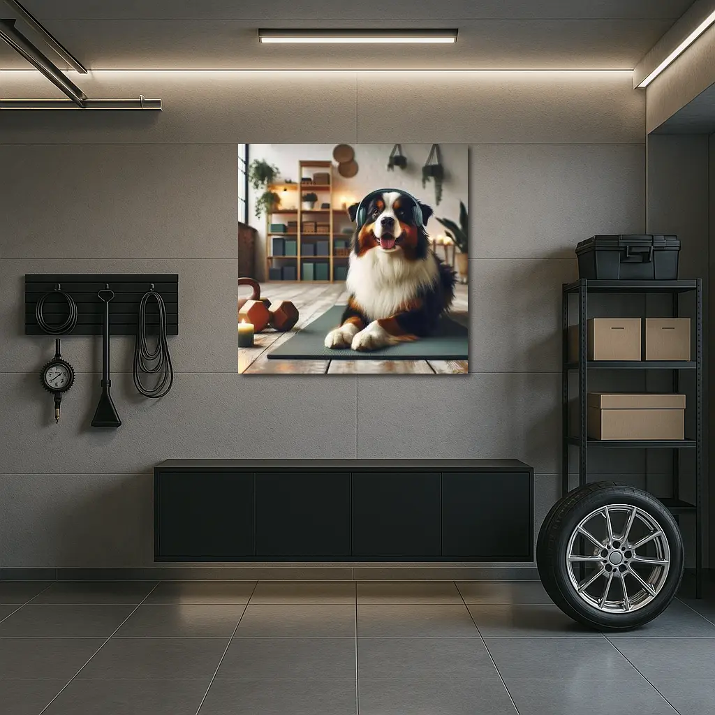 Bernese Mountain Dog Headphones Home Gym – Wall Art