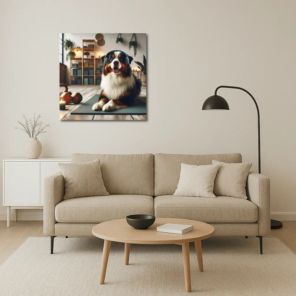 Bernese Mountain Dog Headphones Home Gym – Wall Art