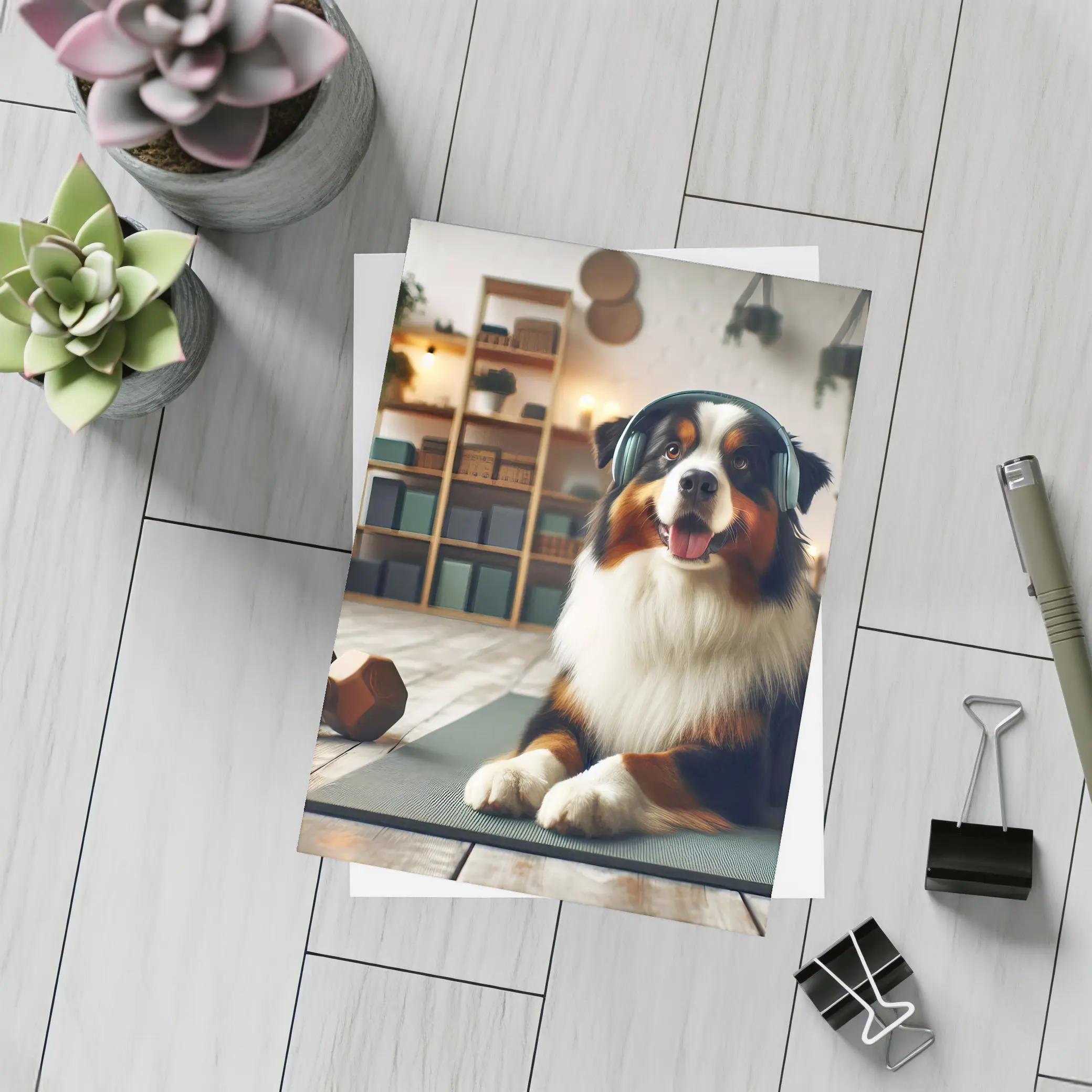 Bernese Mountain Dog Headphones Home Gym – Postcards
