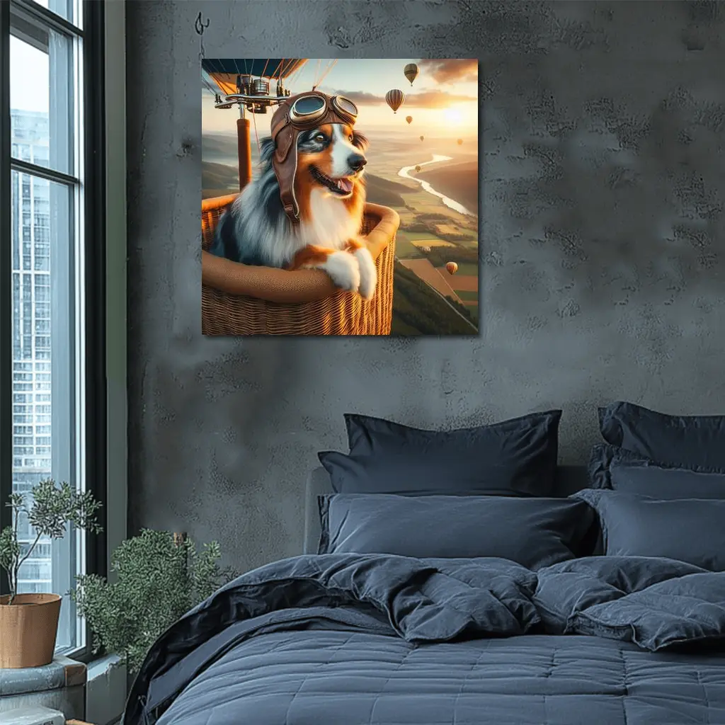 Australian Shepherd Pilot Hot Air Balloon – Wall Art