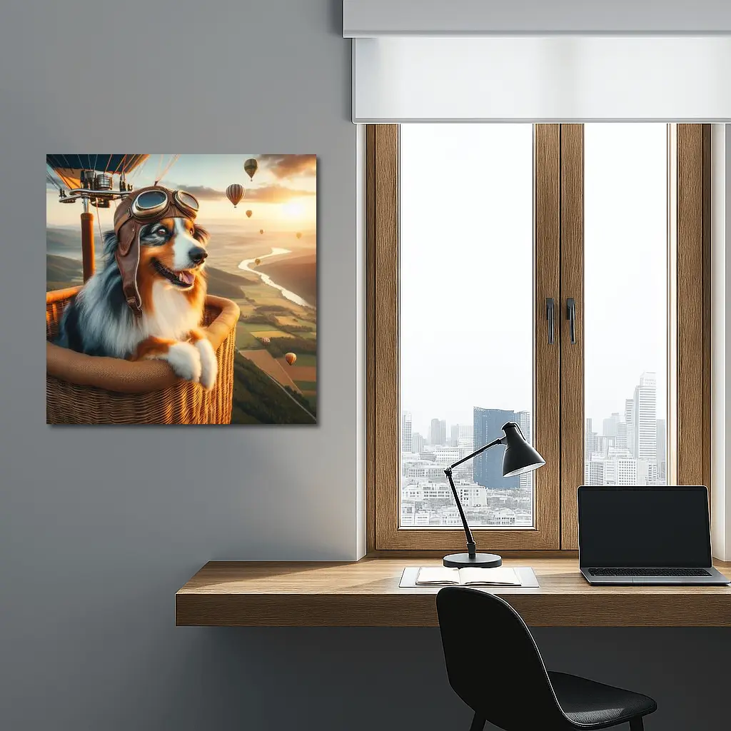 Australian Shepherd Pilot Hot Air Balloon – Wall Art