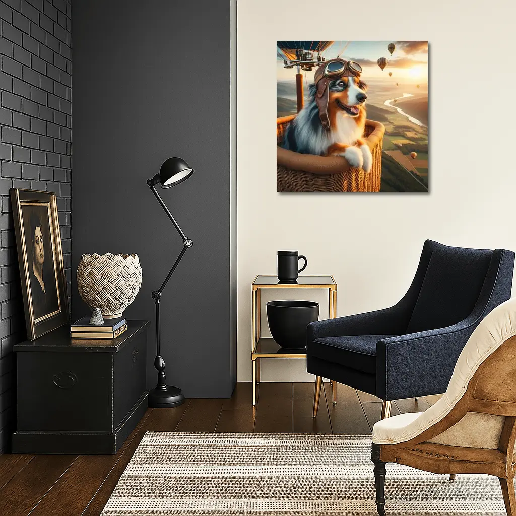 Australian Shepherd Pilot Hot Air Balloon – Wall Art
