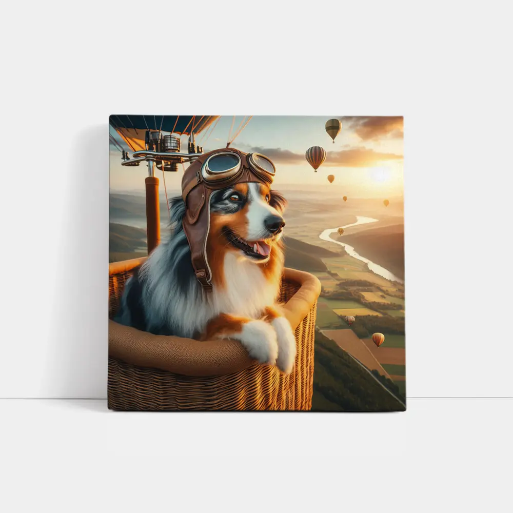 Australian Shepherd Pilot Hot Air Balloon – Wall Art