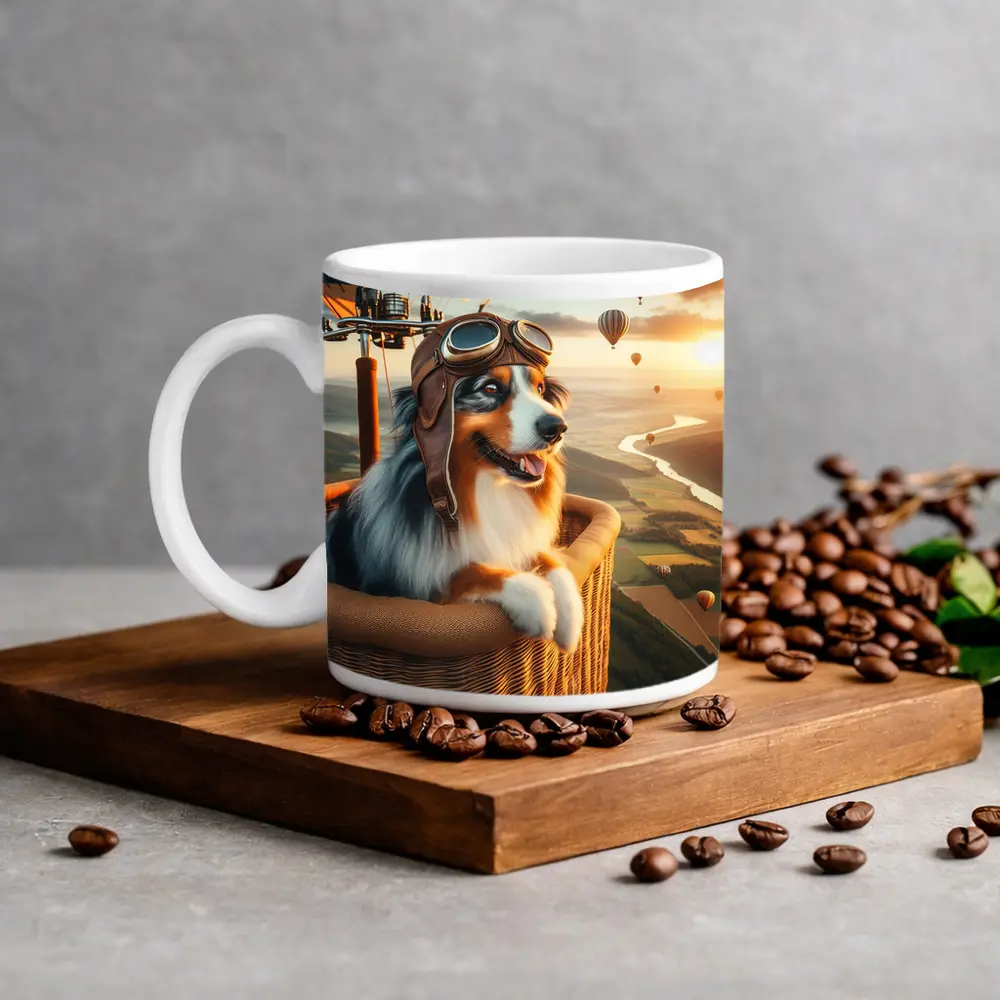 Australian Shepherd Pilot Hot Air Balloon – Mugs
