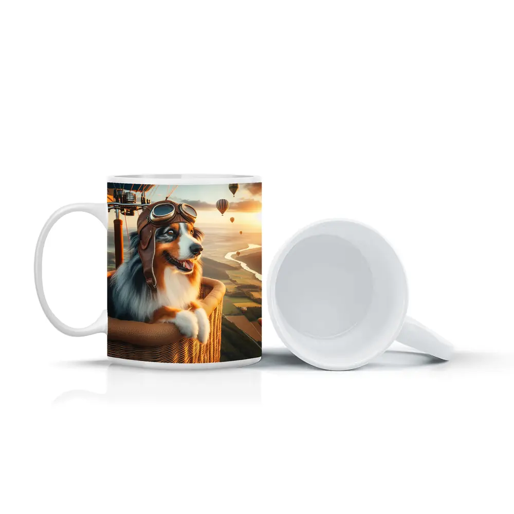 Australian Shepherd Pilot Hot Air Balloon – Mugs