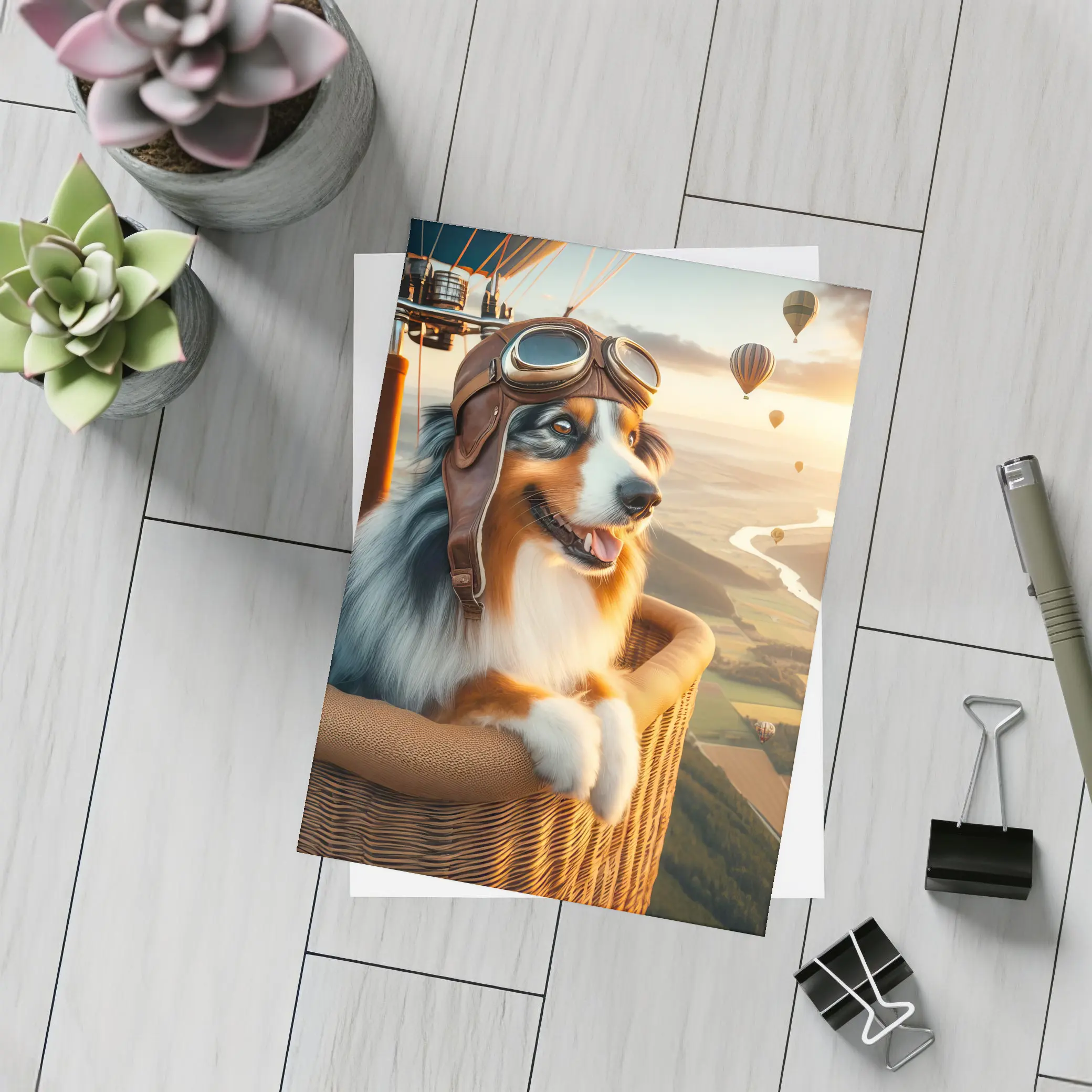 Australian Shepherd Pilot Hot Air Balloon – Postcards