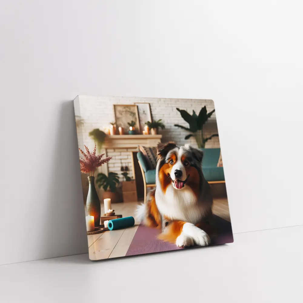 Australian Shepherd Dog Relaxing Cozy Living Room – Wall Art