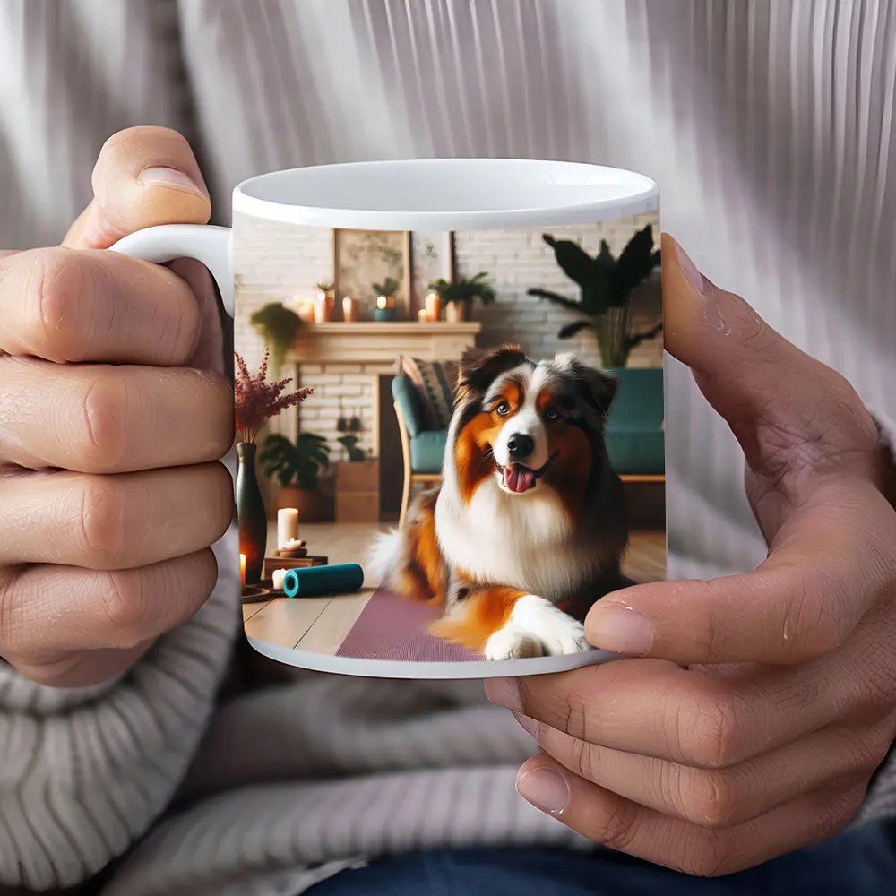Australian Shepherd Dog Relaxing Cozy Living Room – Mugs