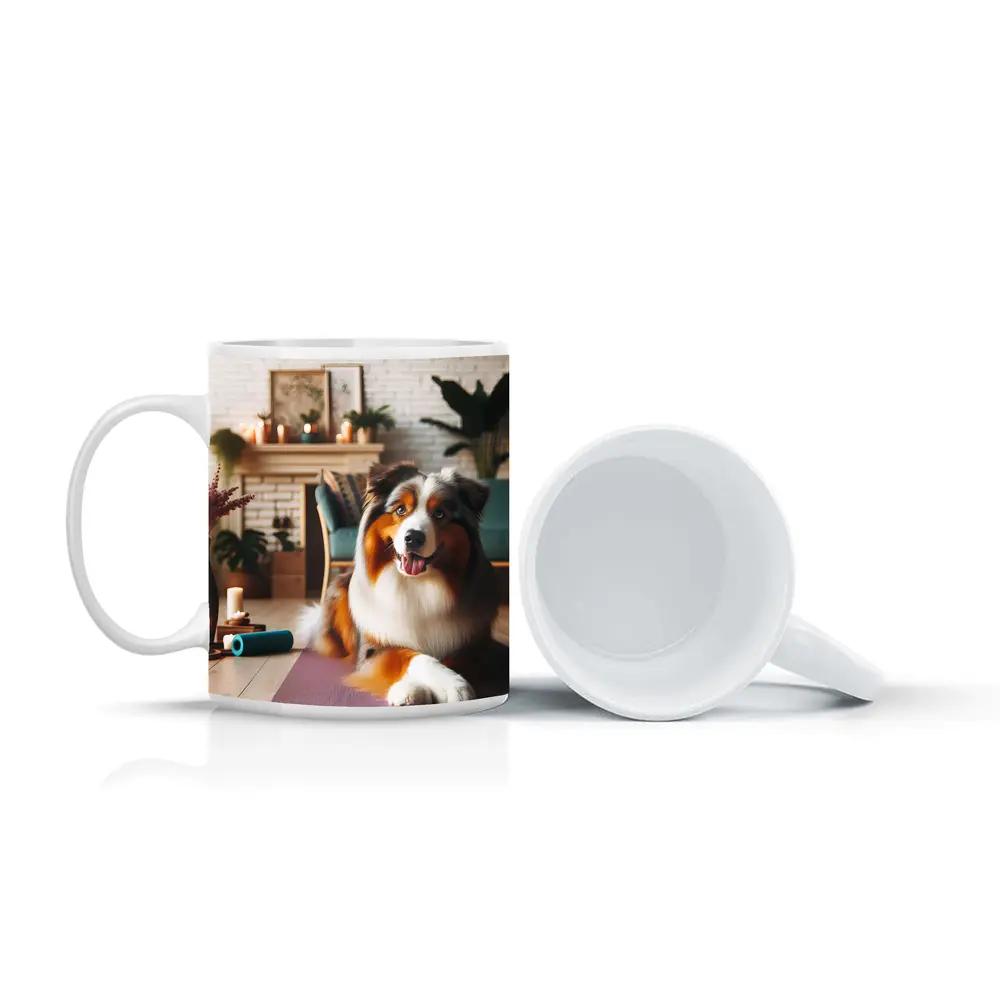 Australian Shepherd Dog Relaxing Cozy Living Room – Mugs