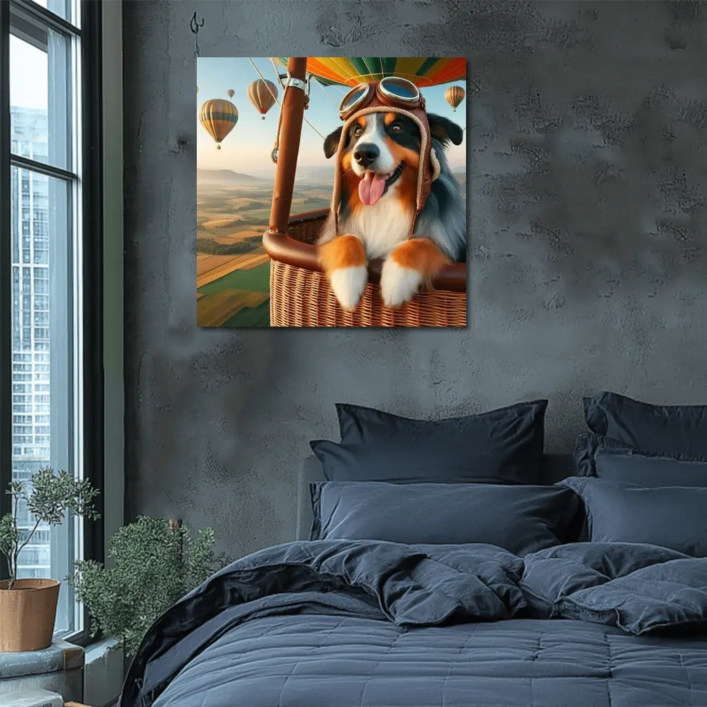 Australian Shepherd Pilot Hot Air Balloon – Wall Art