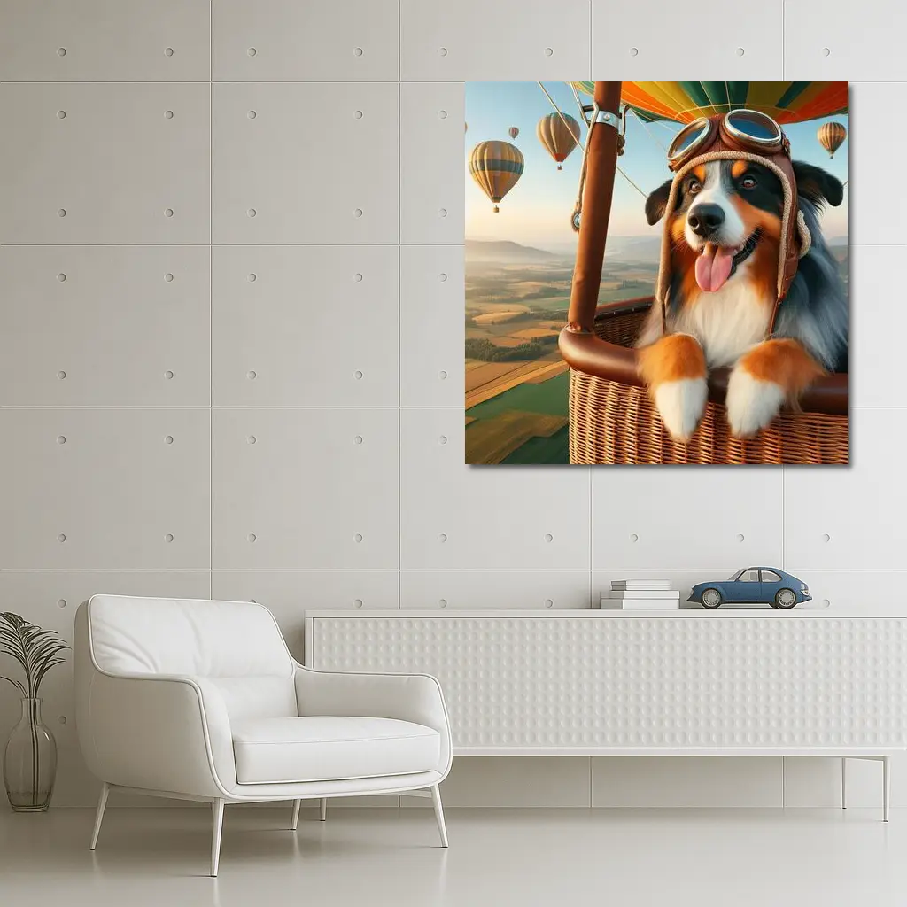 Australian Shepherd Pilot Hot Air Balloon – Wall Art