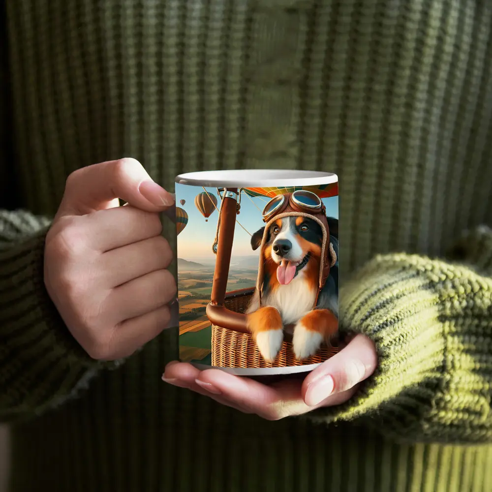 Australian Shepherd Pilot Hot Air Balloon – Mugs