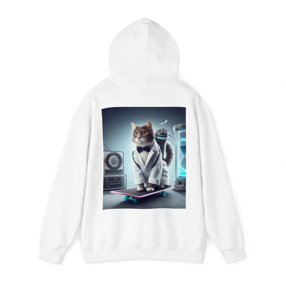 Scientist Cat On Skateboard Time Travel – Hoodies