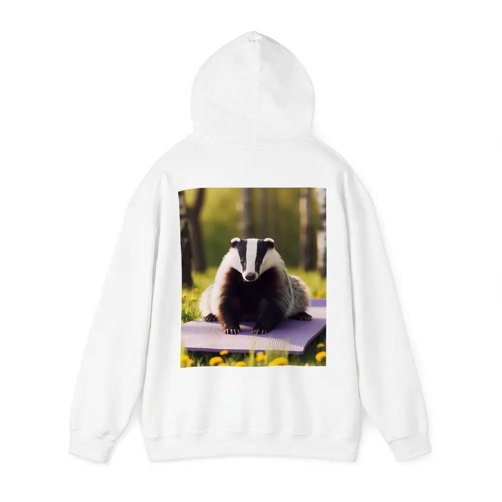 Badger on Yoga Mat Spring Meadow – Hoodies