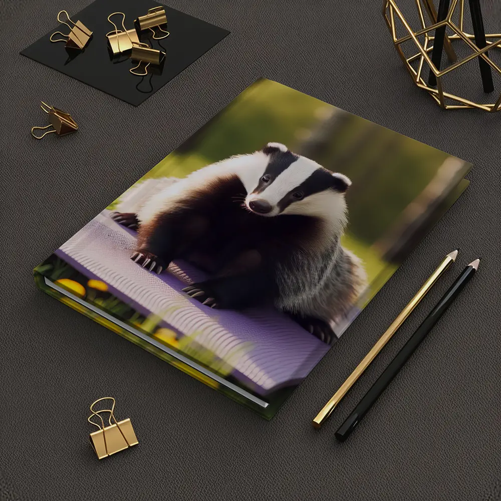 Badger on Yoga Mat Spring Meadow – Notebooks
