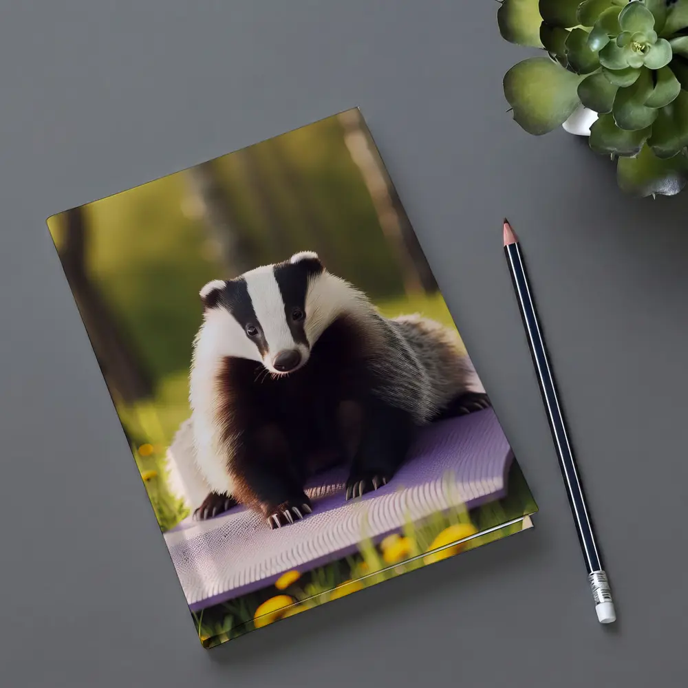 Badger on Yoga Mat Spring Meadow – Notebooks