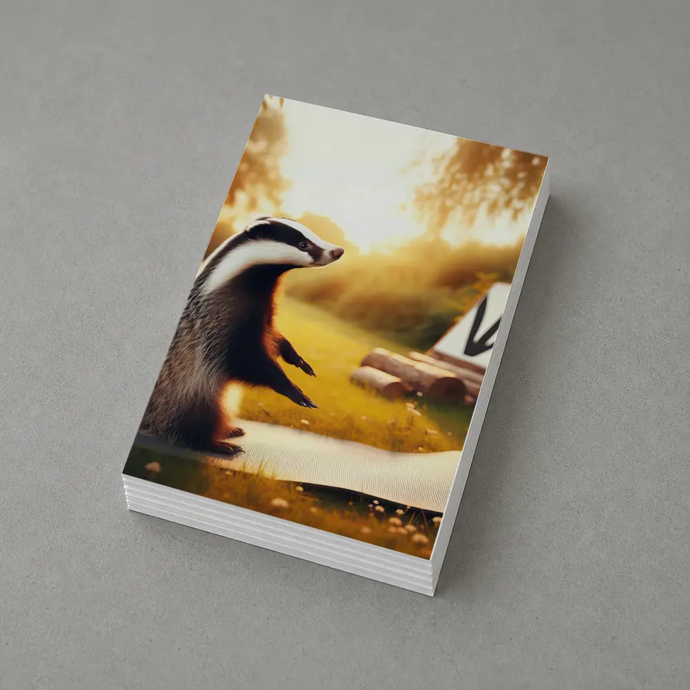 Badger Doing Yoga On Garden Mat – Postcards