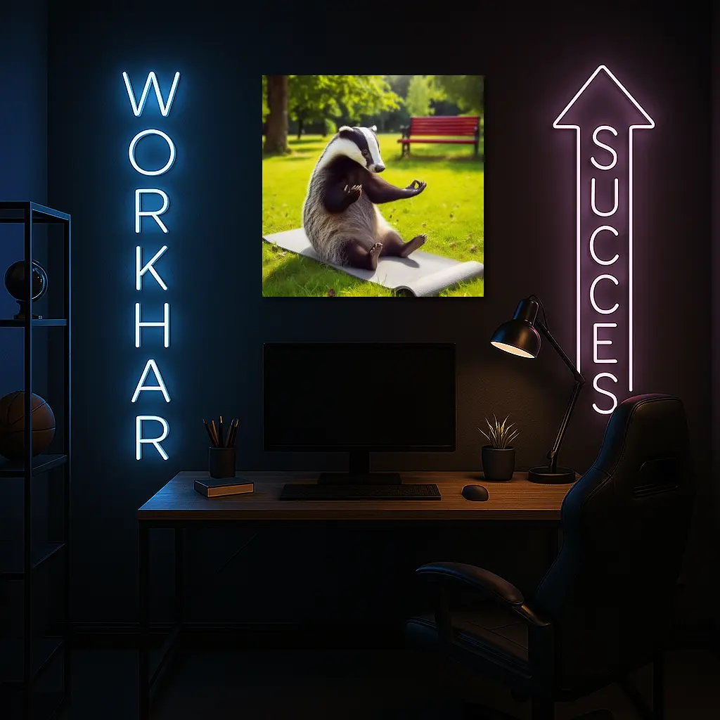 Badger Doing Yoga In Sunny Park – Wall Art