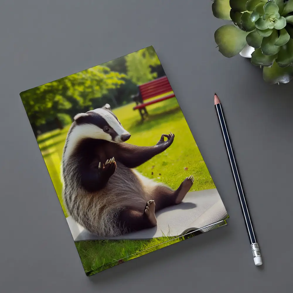 Badger Doing Yoga In Sunny Park – Notebooks