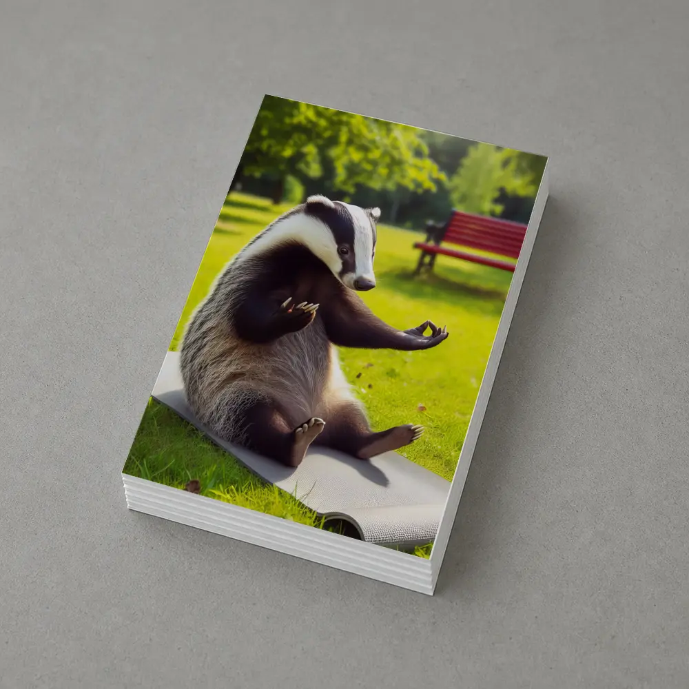 Badger Doing Yoga In Sunny Park – Postcards