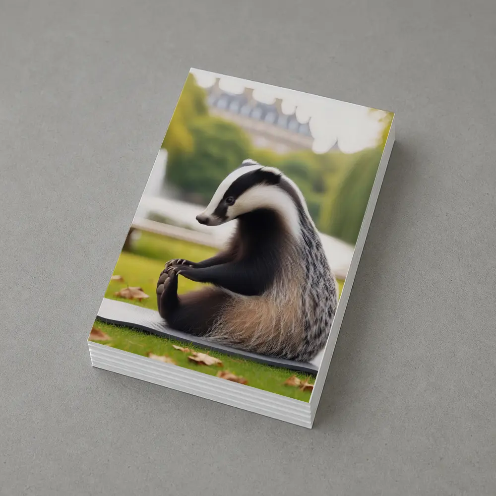 Badger Doing Yoga In Park – Postcards
