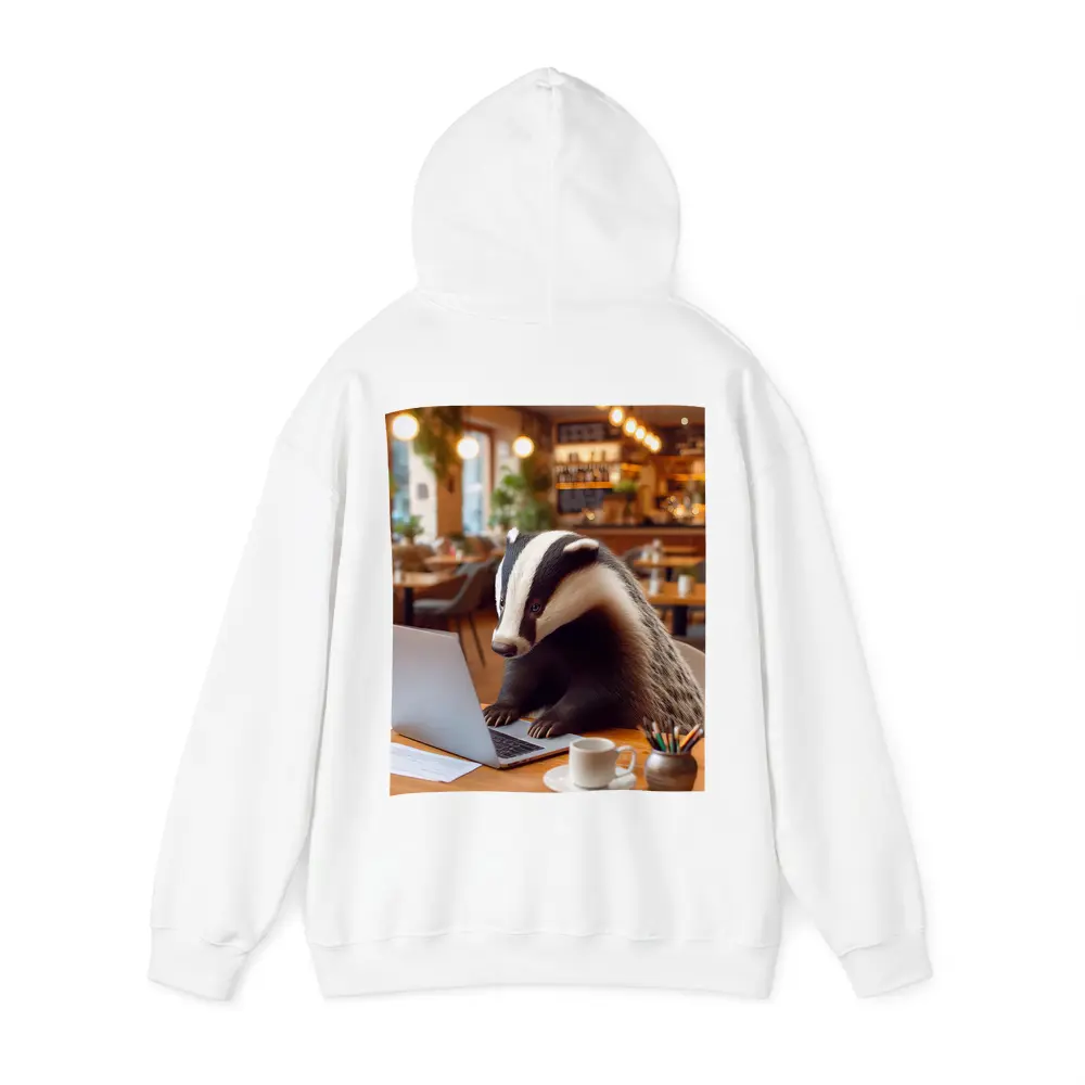 Badger Working On Laptop In Cafe – Hoodies
