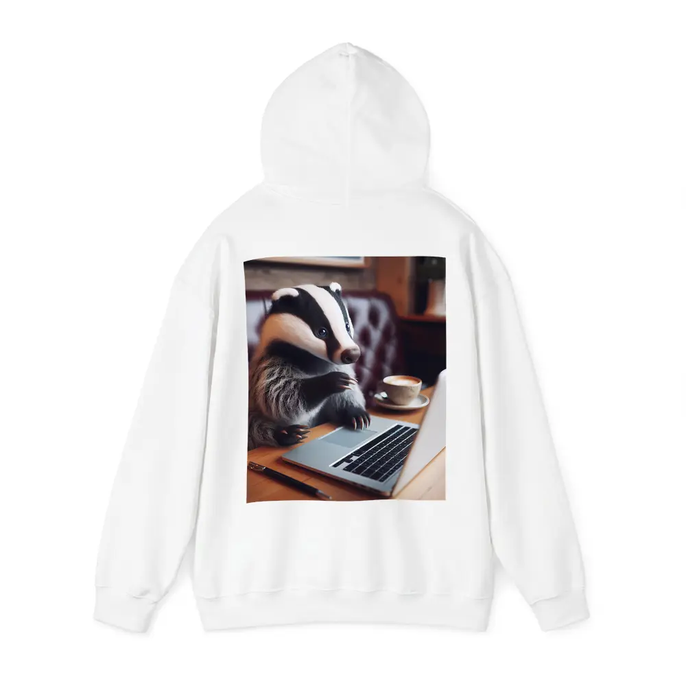 Badger Working On Laptop In Cafe – Hoodies