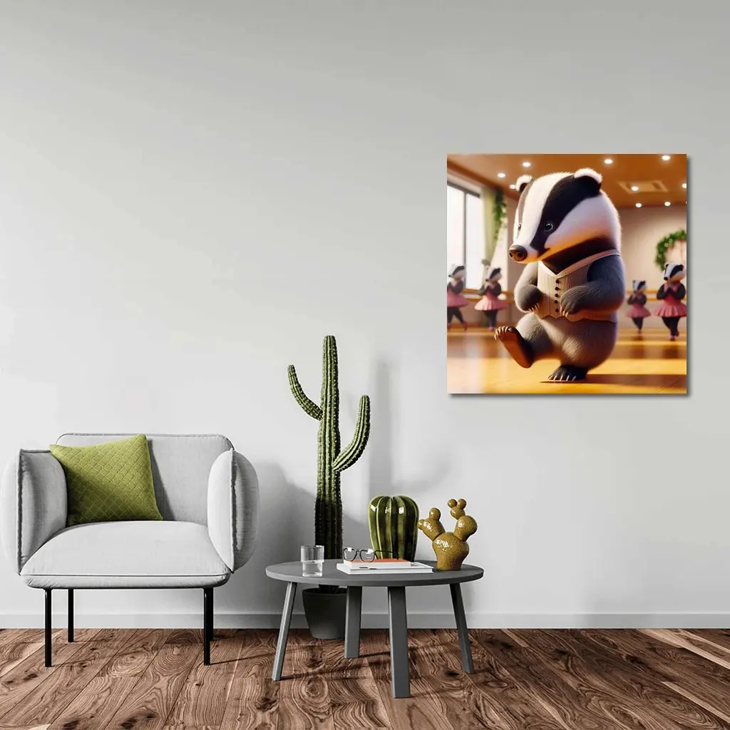 Dancing Badger In Ballet Studio Art – Wall Art