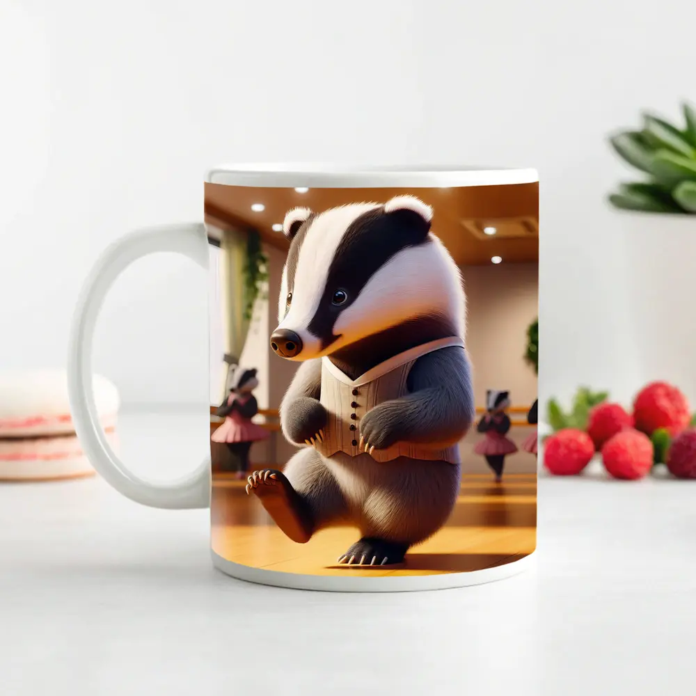 Dancing Badger In Ballet Studio Art – Mugs